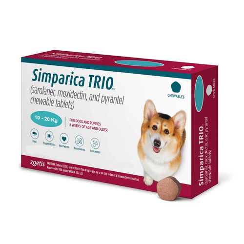 Pastilla Simparica TRIO - Perros 10 a 20 Kg