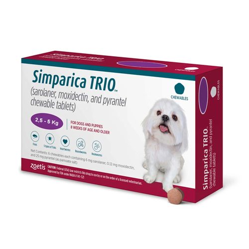 Pastilla Simparica TRIO - Perros 2,5 a 5 Kg