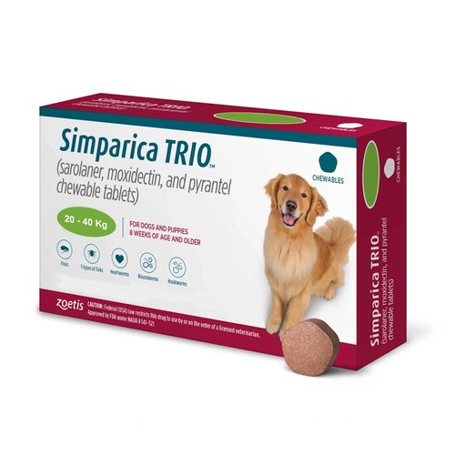 Pastilla Simparica TRIO - Perros 20 a 40 Kg