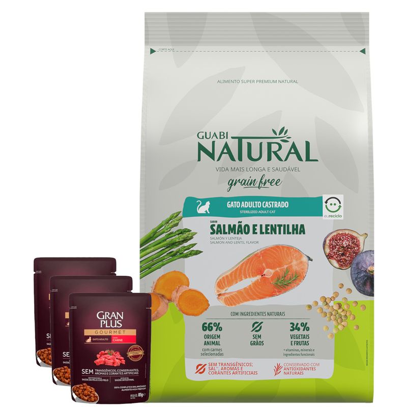 Gato Grain Free Castrado Salmon y lentejas 7,5 kg + 3 pate GRAN PLUS.jpg