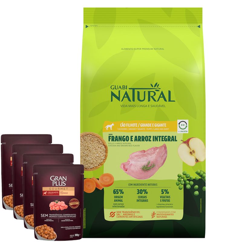 GUABI NATURAL PERRO CACHORRO GDEGTE POLLO Y ARROZ + 4 PATES.JPg