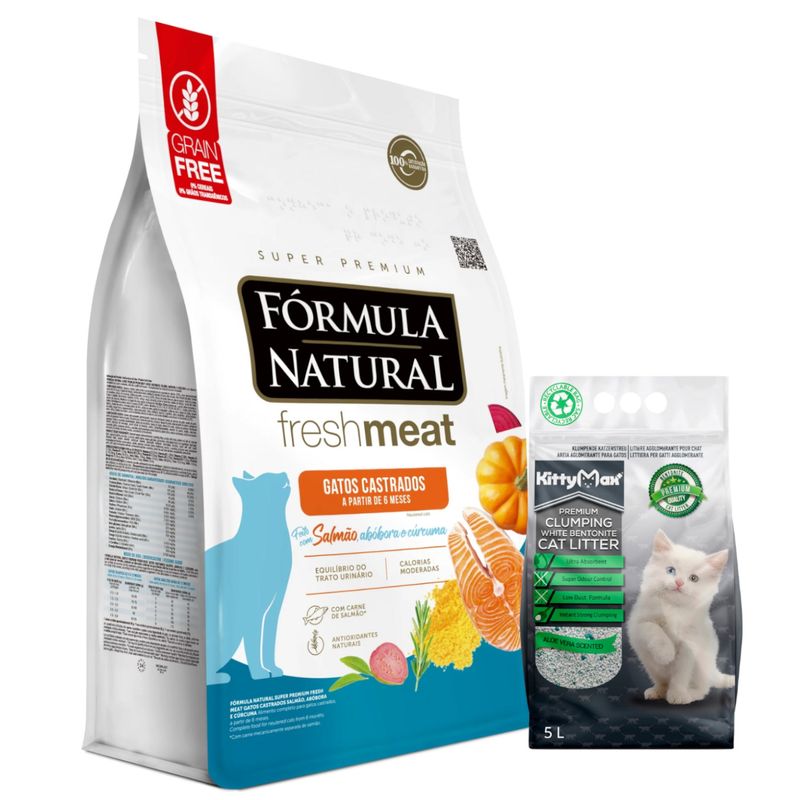 Gato Castrado Salmon + KITTY MAX AGLOMERANTE ALOE VERA 5 L