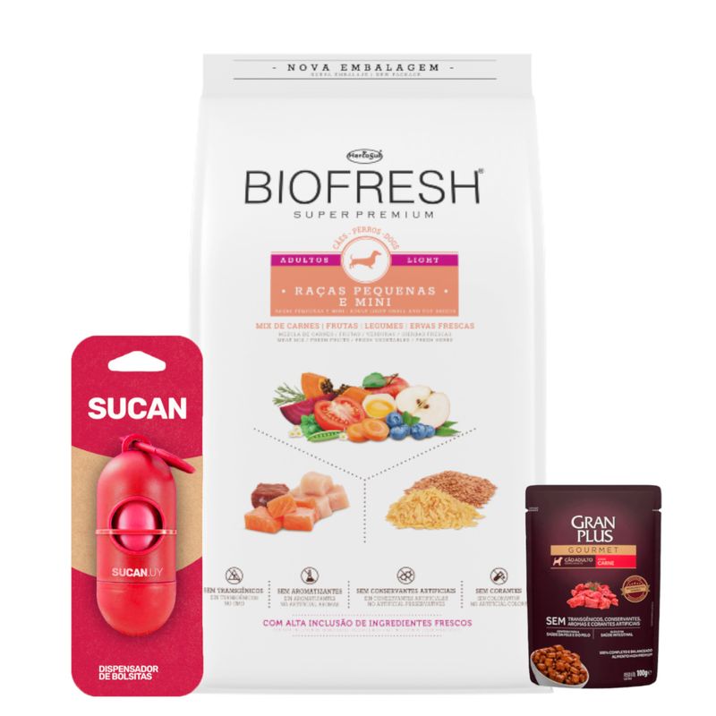 3Biofresh Adulto ligth Pequeno + porta bolsitas + 1 pate