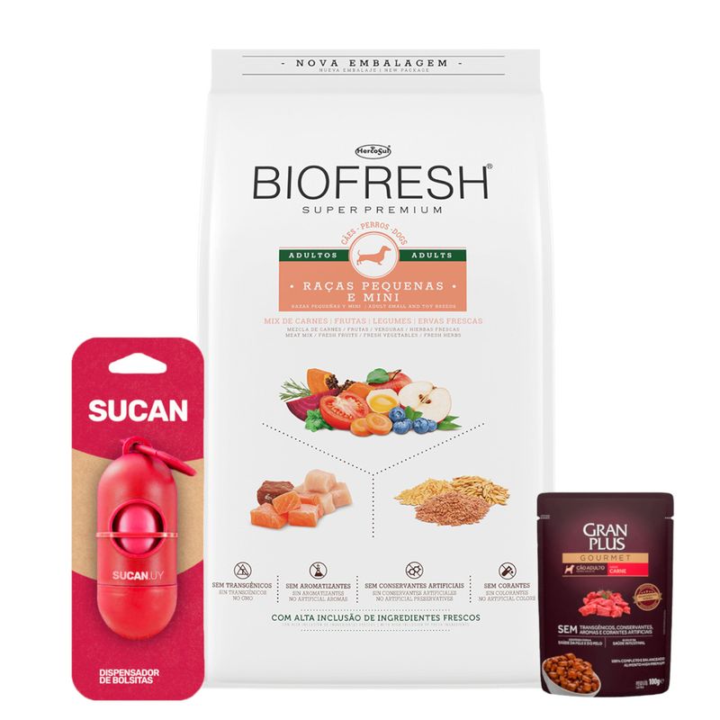 2Biofresh Perros Adultos Pequenas + Porta bolsa sucan + 1 pate
