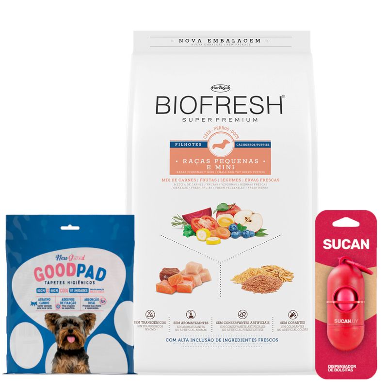 2Biofresh Perros Cachorro Raza Pequena + portabolsitas + PANALES NEW GOOD 7 UN