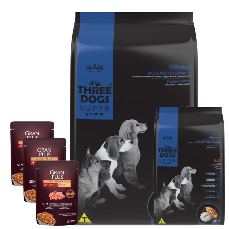 2Three Dogs Cachorro MyG 15+2 Kg + 3 pates