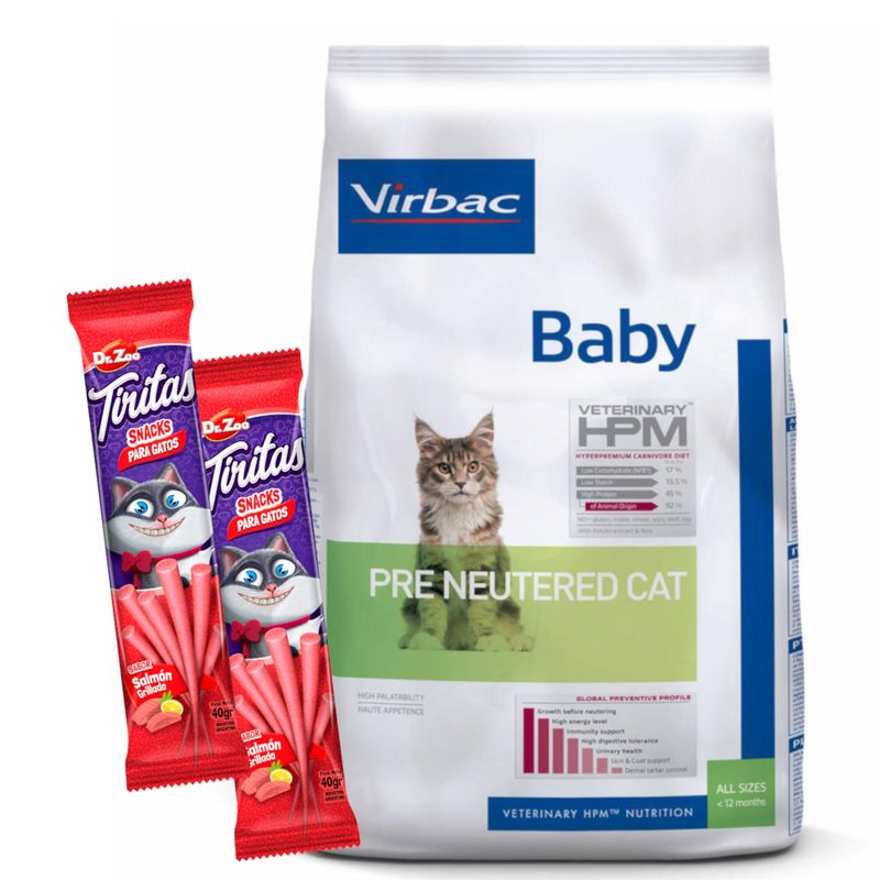 2HPM - Baby Pre Neutered Cat + 2 Dr Zoo Tiritas