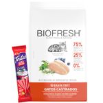 Biofresh Gatos castrados - pollo frente +  SNACK GATO TIRITAS DR ZOO - 40 GR