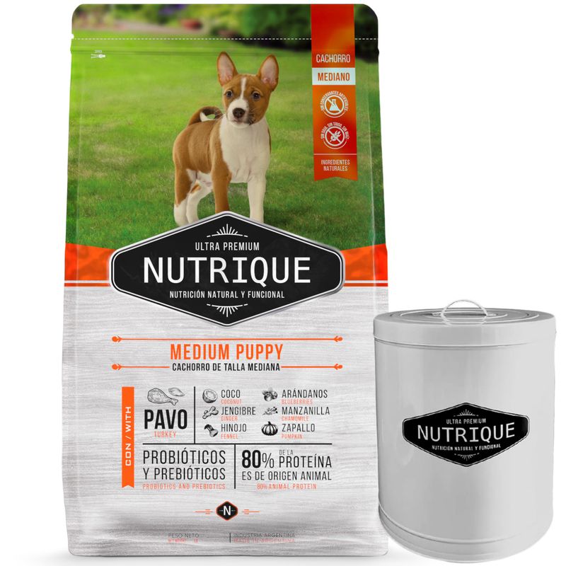 Nutrique Perro Cachorro Mediano 12 kg + Cintenedor Grande