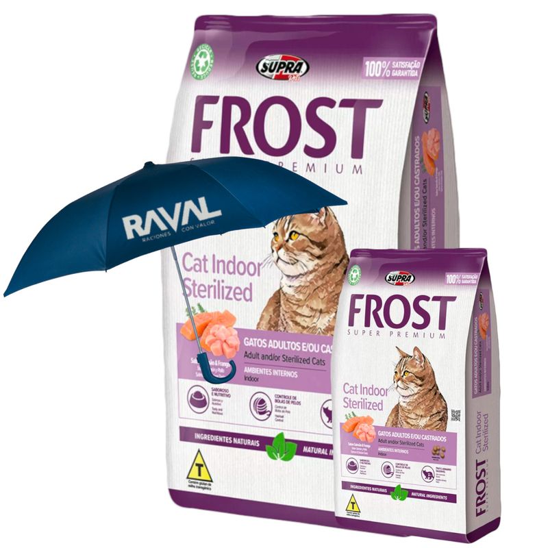 NUEVA PRESENTACION Frost Cat Inodoor sterilized 7,5 + 1kG + PARAGUAS RAVAL