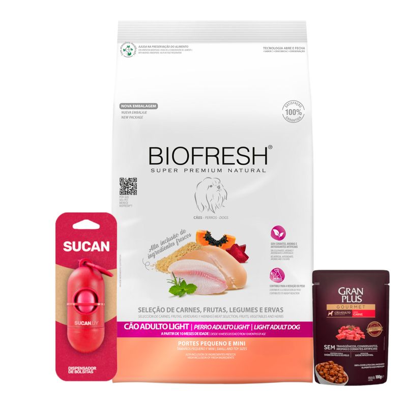 Bio fresh light raza pequena + pate y portabolsas