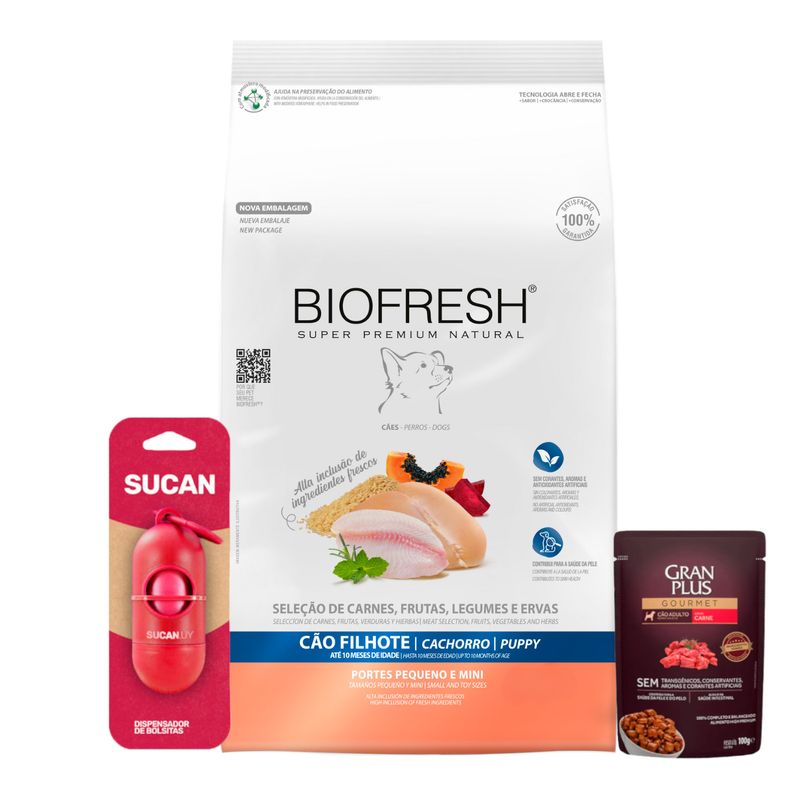 Bio fresh cachorro raza pequena + pate y portabolsas
